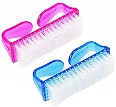 PREZZIE HUB 2 Pcs Handle Grip Nail Brush Fingernail Cleaner Pedicure Scrub Foot Brushes