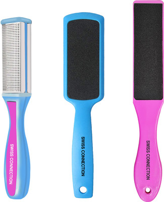 Swiss Connection Foot Files Scrubber-Dead Skin & Callus Remover, Double-Sided (Multi-Color)