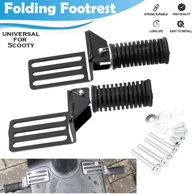 Miwings Footrest Foldable Front Footboard Pedal with Original Mounting Holes Foot Rest(Black)