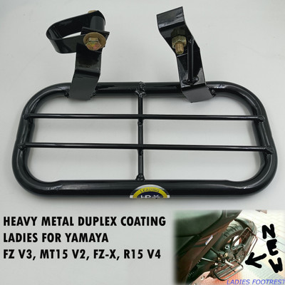 Qiisx HEAVY METAL DUPLEX COATING LADIES FOR YAMAYA FZ V3, MT15 V2, FZ-X, R15 V4 Foot Rest(Black)