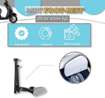 SHOWRIDE Heavy Quality Foldable Ladies Footrest For ACTIVA 6G Foot Rest(Black)