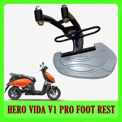 DAZZRIDE Lady Step Rear Footrest Compatible for Scooty Hero Vida V1 Pro Foot Rest(Silver, Black)