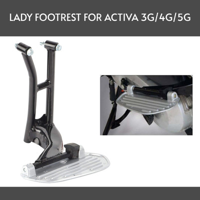 ZRIDE Lady Step Rear Footrest Compatible for Scooty Activa 3G/4G/5G Foot Rest(Black, Steel)