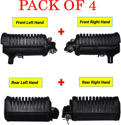 Shiv Ambba Footrest Rear+Front for Splender, Plus (4pcs) Foot Rest(Black)