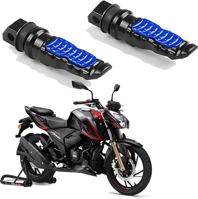 RACER'S EDGE Aluminum Rear Footrest Pegs for Apache RTR 160, 180, 200 CNC Alloy Passenger Foot Rest(Blue, Black)