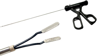 Vikas Enterprises Laparoscopic Bipolar Forceps X-Handle Plate Jaw Forceps Jar(5 mm  x  330 mm)