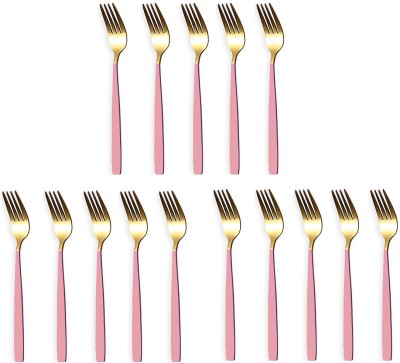 KitchEase Luxury Gold Dinner & Cutlery Forks - Dishwasher Safe for Home & Restaurant Stainless Steel Dinner Fork Set(Pack of 15)