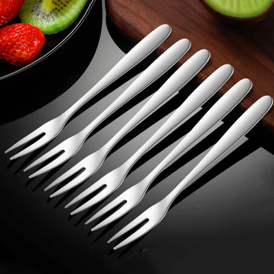 VishList Fork Spoon For Fruits, Desert Fork , Salad Fork ( 6 set ) Stainless Steel Fruit Fork Set(Pack of 6)