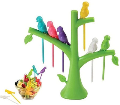 EmmEmm 6 Pcs Bird Fruit & salad Fork Set Plastic Fruit Fork