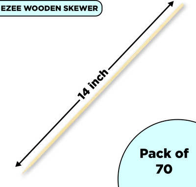 EZEE Bamboo Kebab Skewers/Satay Sticks/Barbecue Sticks Wooden Satay Stick-14 Inches, Disposable Bamboo Roast Fork Set(Pack of 70)