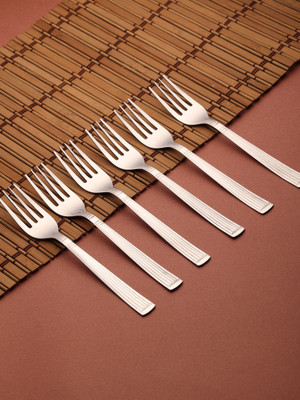HOMFRO Stainless Steel Table Fork/Cutlery Fork/Table Ware Set of 6(SILV) Stainless Steel Serving Fork, Salad Fork, Dinner Fork Set(Pack of 6)