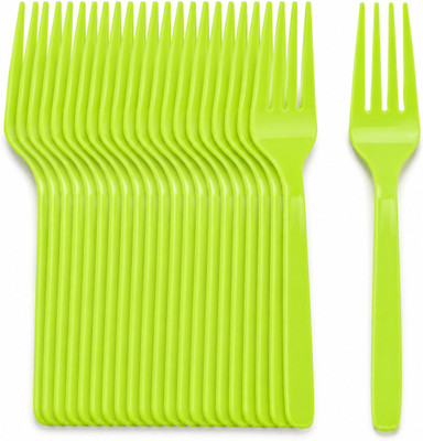 SHINIO Plastic Disposable Fork Green Cutlery for Party Picnic and Food Serving Disposable Plastic Dessert Fork Set(Pack of 20)