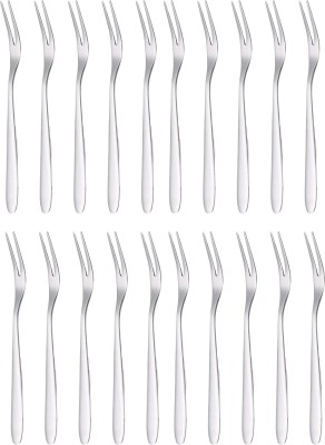 Lellow 20 Pcs Luxury Silver Cutlery Set Dinner Table Fruit Fork|Home,Restaurant,Gifting Stainless Steel Fruit Fork, Dessert Fork Set(Pack of 20)