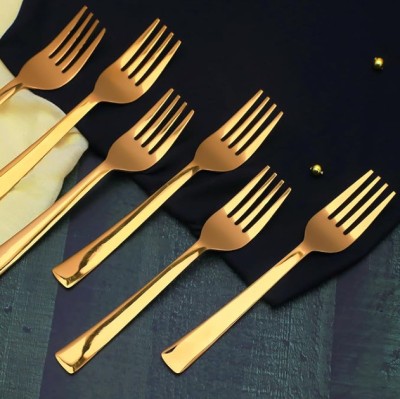 MMK GOLD PLATED FORK Disposable Stainless Steel Baby Fork Set(Pack of 6)