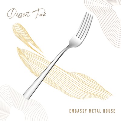 Embassy Platinum Premium Cutlery 1.9 mm Thickness Finest Stainless Steel Dessert Fork, Dinner Fork Set(Pack of 12)