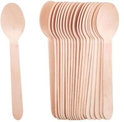 Aloud Creations Wooden Disposable Spoon Disposable Wooden Fruit Fork Set(Pack of 200)