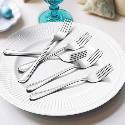 ARSCART for Home, Kitchen or Restaurant, Non-toxic & Mirror Polished 6pc Stainless Steel Dinner Fork Set(Pack of 6)