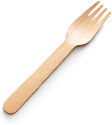 EZEE Disposable Wooden Salad Fork, Dessert Fork, Fondue Fork, Serving Fork Set(Pack of 25)