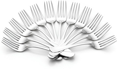 Fanqew 12 Pieces Stainless Steel Dinner Forks Set - Fork Set Disposable Stainless Steel Dessert Fork Set Offers & Cashback