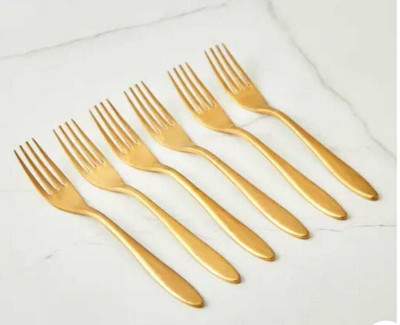 FUTURESTIC STORE GOLDEN FORK PACK 6 Stainless Steel Dessert Fork Set(Pack of 6)