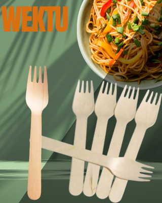 WEKTU Generic Wooden Fork/Food Grade/Smooth Edge/100PC/50 Disposable Wooden Dinner Fork Set(Pack of 100)