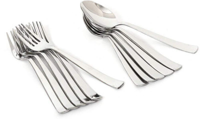 Fanqew Stainless Steel Mix Cutlery Set/Table Ware 6 TABLE SPOON 6 DINNER FORK Disposable Stainless Steel Cutlery Set(Pack of 12)
