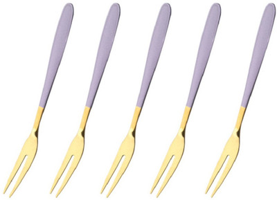 Lucacci Tasting Appetizer Fork for Cake Dessert Salad Mooncake Mini Fruit Forks Stainless Steel Fruit Fork Set(Pack of 5)