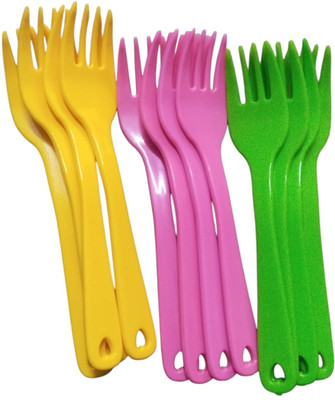Filsfa Plastic Reusable12 Serving Fork Set for Kids Disposable Plastic Serving Fork Set(Pack of 12)