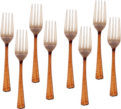 IndianArtVilla Copper, Steel Dinner Fork Set(Pack of 8)