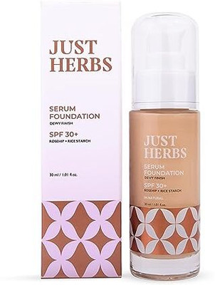 Just Herbs Waterproof Serum Foundation For Full Coverage Make Up With Spf30+ & Dewy Finish Foundation(Natural, 30 ml)