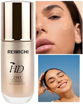 REIMICHI Full Coverage HD 2 in 1 Smooth  Foundation(beige, 30 ml)