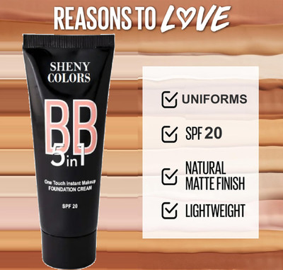 SHENY COLORS 5 IN 1 BB Cream Instant Spot Coverage with SPF 20 Foundation(BEIGE, 60 g)