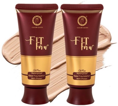 COLORS QUEEN Fit For U Oil Free & Waterproof Foundation Combo Pack of 2  Foundation(Golden Beige, 100 ml)