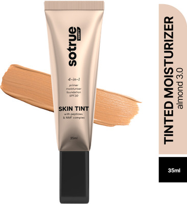 Sotrue 4-in-1 Skin Tint | Primer+Moisturiser+Foundation+SPF30 | Seamless Coverage, Foundation(3.0 Almond, 35 ml)