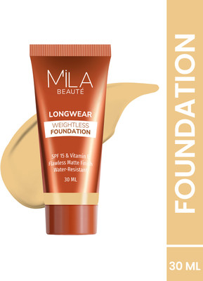 MILA BEAUTÉ Long Wear Weightless Foundation Flawless Matte Finish With SPF15, Foundation(301 Sand Buff, 30 ml)