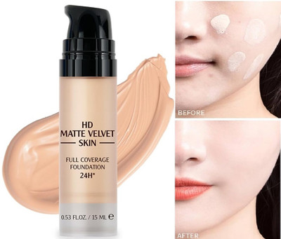 GABBU Waterproof oil-free Longlasting Liquid 24-hour foundation Matte Finish Foundation(WHITE IVORY, 15 ml)