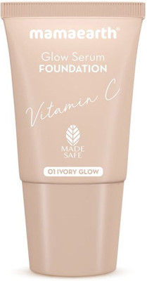 Mamaearth Glow Serum Foundation Mini Tube with Vitamin C & Turmeric for 12-Hour Long Stay Foundation(Ivory Glow, 18 ml)
