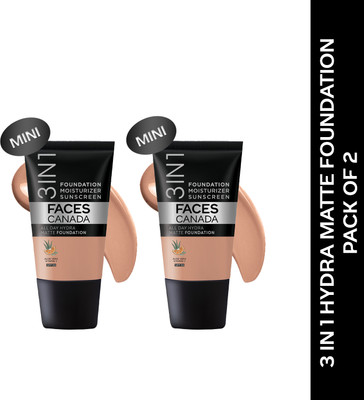 FACES CANADA All Day Hydra Matte (Mini) Pack of 2 (18ml x 2)| 3 in 1 Moisturizer + SPF 30 + Foundation(Caramel Natural 023, 18 ml) FACES CANADA All Day Hydra Matte (Mini) Pack of 2 (18ml x 2)| 3 in 1 Moisturizer + SPF 30 + Foundation(Caramel Natural 023, 18 ml)