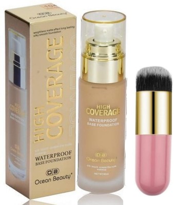 OCEAN BEAUTY Waterproof HD Skin Finish High Full Coverage Matte Finish Foundation Brush Foundation(Beige, 50 ml)