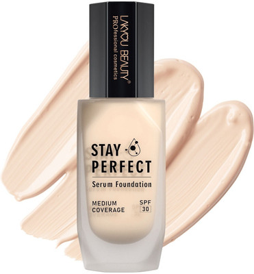 Lakyou Beauty Stay Perfect Serum Medium Coverage with SPF-30 Dewy Finish Foundation(white ivory, 30 ml)