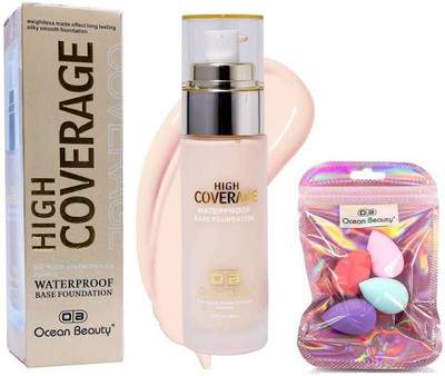 OCEAN BEAUTY HD High Coverage Matte Finish BB Foundation Cream For 24 Hours Foundation(All Oily Dry CC Dusky Dark Skin Type For Beige, 50 ml)