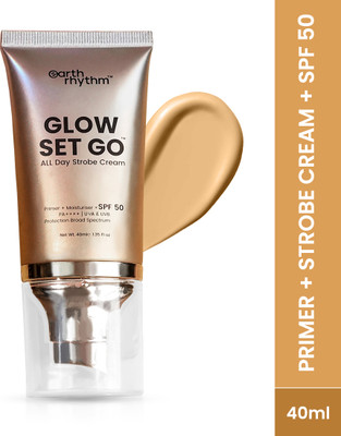 Earth Rhythm Glow Set Go All Day Strobe Cream, Primer & Moisturiser with SPF 50, Golden Glow Foundation(Golden Glow, 40 ml)