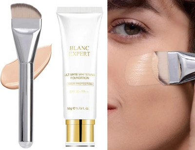 Yuency Blanc Expert Ultimate Whitening Foundation with Flat Foundation Makeup Brush Foundation(beige, 30 ml)