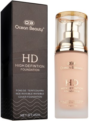 OCEAN BEAUTY Waterproof Liquid High Definition Matte Finish BB Foundation Cream For 24 Hours Foundation(All Oily Dry CC Dusky Dark Skin Type For Beige, 45 ml)