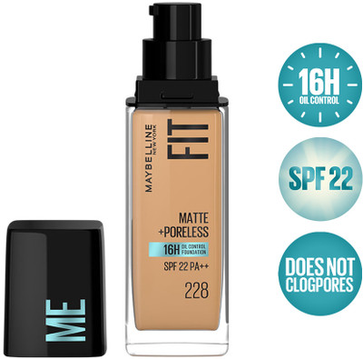 MAYBELLINE NEW YORK Fit Me Matte+Poreless Liquid Foundation (With Pump & SPF 22), 228 Soft Tan, 30ml Foundation(228 Soft Tan, 30 ml)