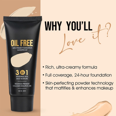 Yuency Matte 3 in 1 Foundation All Day Moisturizer Foundation(IVORY, 60 ml)