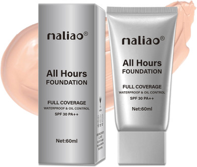 maliao All Hours Foundation - Full Coverage, Waterproof, Oil Control, SPF 30 PA++ Foundation(02-SOFT IVORY, 60 ml)