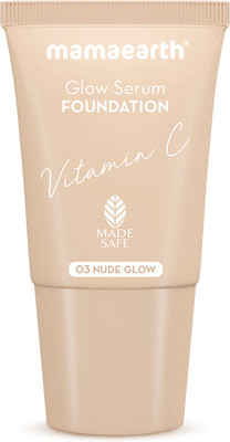 Mamaearth Glow Serum Foundation Mini Tube with Vitamin C & Turmeric for 12-Hour Long Stay Foundation(Nude Glow, 18 ml)