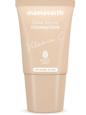 Mamaearth Glow Serum Foundation Mini Tube with Vitamin C & Turmeric for 12-Hour Long Stay Foundation(Nude Glow, 18 ml)