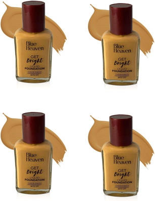 BLUE HEAVEN Get Bright Liquid Foundation 30ml x 4 Sheer Finish with SPF Foundation(VANILLA, 120 ml)